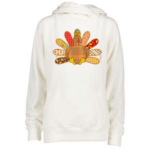 Cute Pattern Thanksgiving Turkey Womens Funnel Neck Pullover Hood