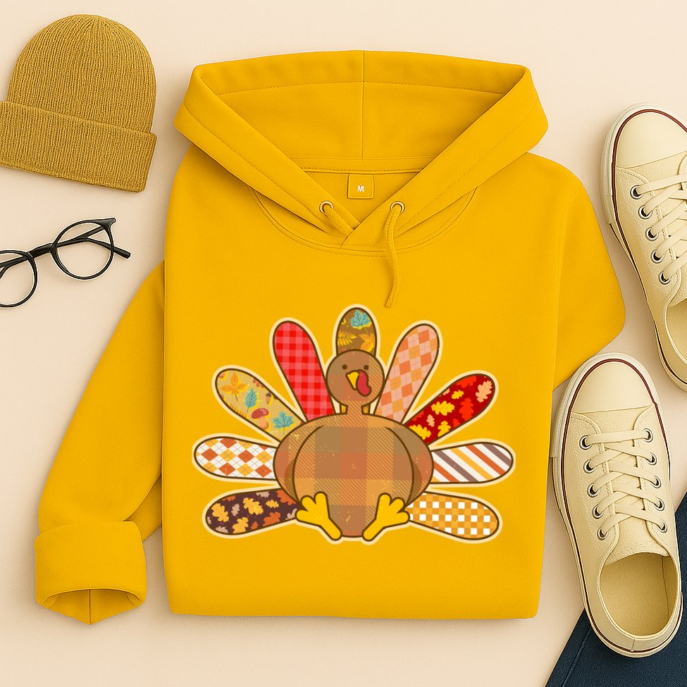 Cute Pattern Thanksgiving Turkey Hoodie