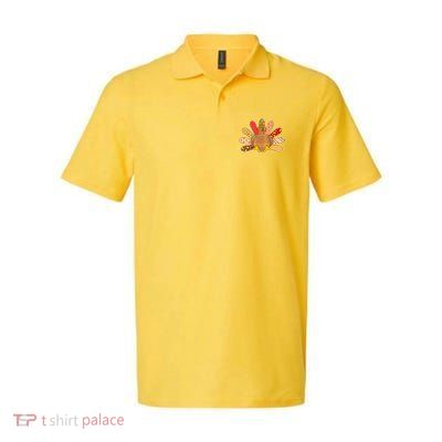 Cute Pattern Thanksgiving Turkey Softstyle Adult Sport Polo