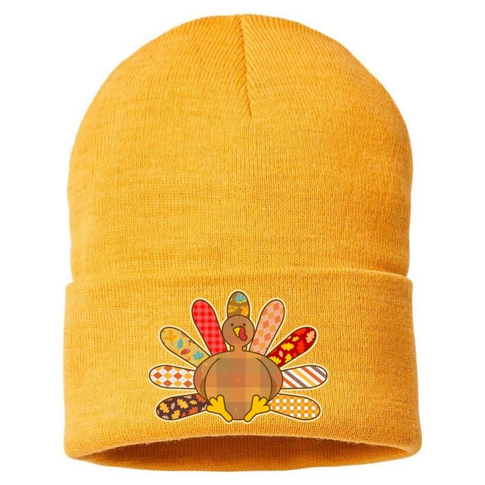 Cute Pattern Thanksgiving Turkey Sustainable Knit Beanie