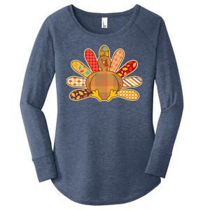 Cute Pattern Thanksgiving Turkey Women's Perfect Tri Tunic Long Sleeve Shirt