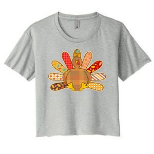 Cute Pattern Thanksgiving Turkey Women's Crop Top Tee