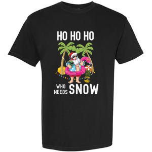 Christmas Palm Tree Santa Surfing Summer Beach Vacation Garment-Dyed Heavyweight T-Shirt