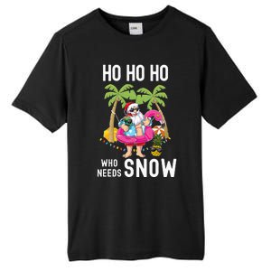 Christmas Palm Tree Santa Surfing Summer Beach Vacation Tall Fusion ChromaSoft Performance T-Shirt