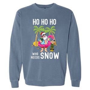 Christmas Palm Tree Santa Surfing Summer Beach Vacation Garment-Dyed Sweatshirt