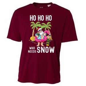 Christmas Palm Tree Santa Surfing Summer Beach Vacation Cooling Performance Crew T-Shirt