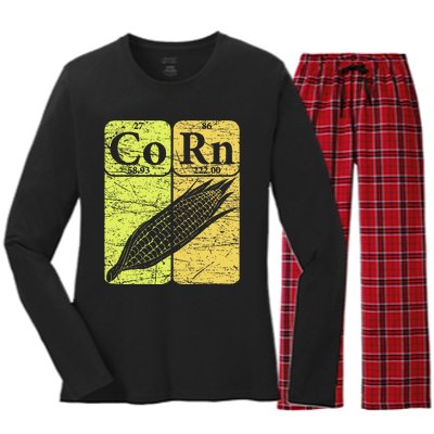 Corn Periodic Table Elements Corn Lover Women's Long Sleeve Flannel Pajama Set 