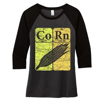 Corn Periodic Table Elements Corn Lover Women's Tri-Blend 3/4-Sleeve Raglan Shirt