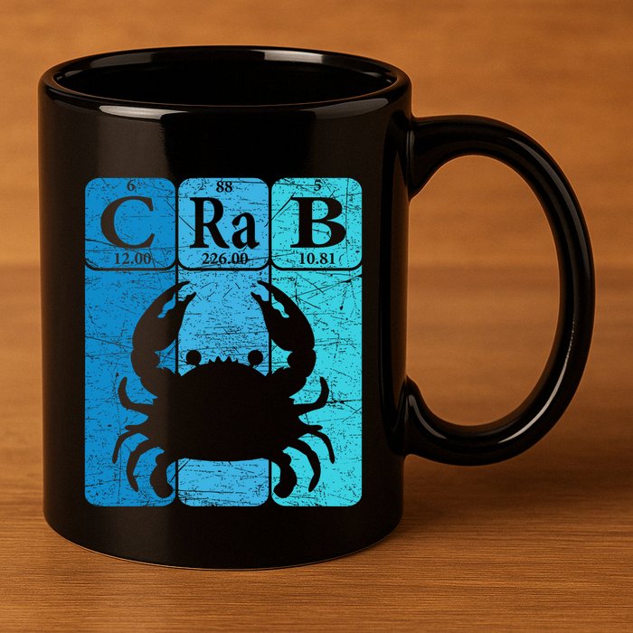 Crab Periodic Table Elements Seafood Crabbing Retro Crabber 11oz C Handle Ceramic Mug