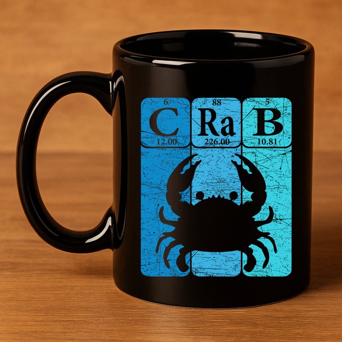 Crab Periodic Table Elements Seafood Crabbing Retro Crabber 11oz C Handle Ceramic Mug