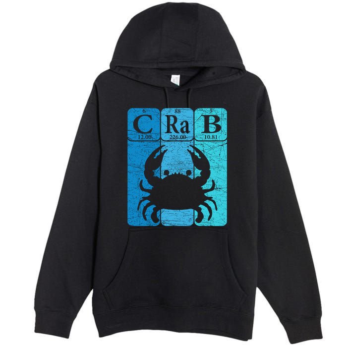 Crab Periodic Table Elements Seafood Crabbing Retro Crabber Premium Pullover Hoodie