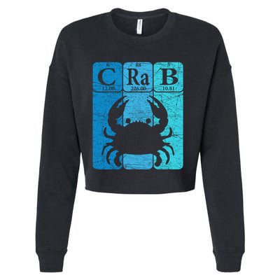 Crab Periodic Table Elements Seafood Crabbing Retro Crabber Cropped Pullover Crew