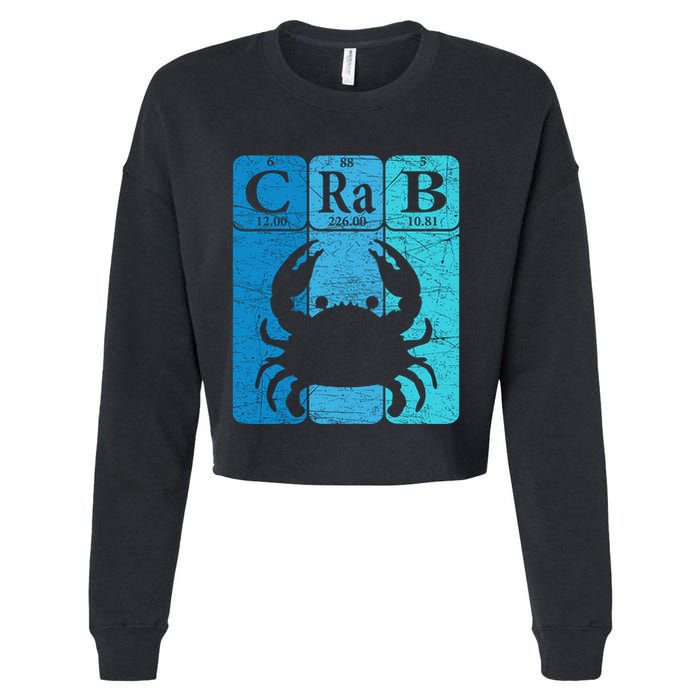Crab Periodic Table Elements Seafood Crabbing Retro Crabber Cropped Pullover Crew