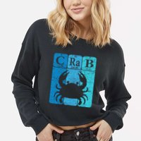 Crab Periodic Table Elements Seafood Crabbing Retro Crabber Cropped Pullover Crew