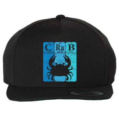 Crab Periodic Table Elements Seafood Crabbing Retro Crabber Wool Snapback Cap