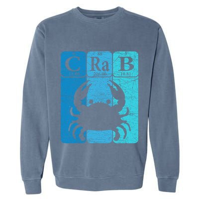 Crab Periodic Table Elements Seafood Crabbing Retro Crabber Garment-Dyed Sweatshirt