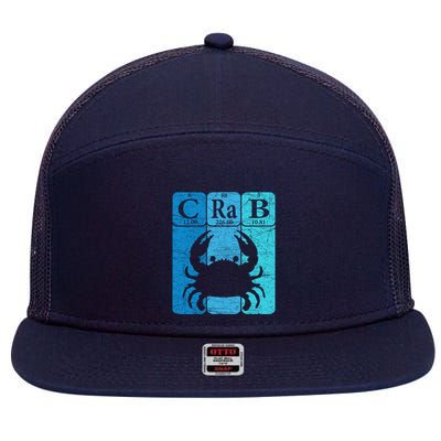 Crab Periodic Table Elements Seafood Crabbing Retro Crabber 7 Panel Mesh Trucker Snapback Hat