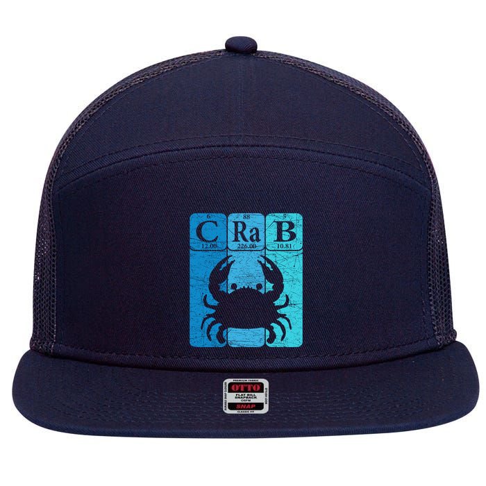 Crab Periodic Table Elements Seafood Crabbing Retro Crabber 7 Panel Mesh Trucker Snapback Hat