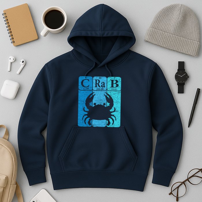 Crab Periodic Table Elements Seafood Crabbing Retro Crabber Hoodie