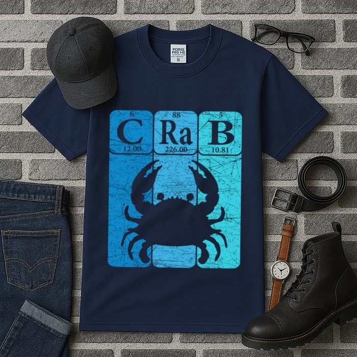 Crab Periodic Table Elements Seafood Crabbing Retro Crabber Tall T-Shirt