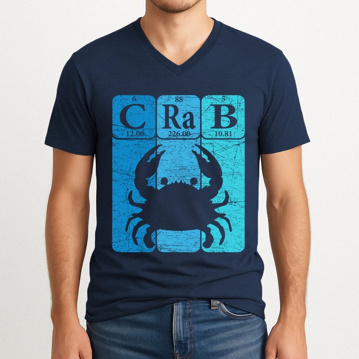 Crab Periodic Table Elements Seafood Crabbing Retro Crabber V-Neck T-Shirt
