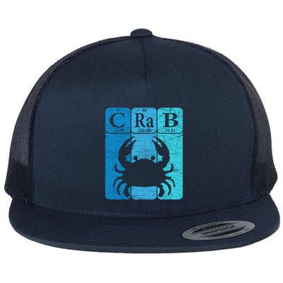 Crab Periodic Table Elements Seafood Crabbing Retro Crabber Flatbill Hat
