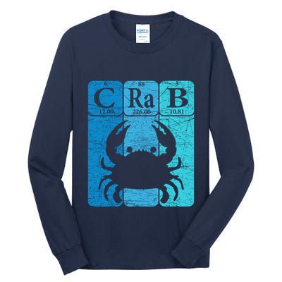 Crab Periodic Table Elements Seafood Crabbing Retro Crabber Tall Long Sleeve T-Shirt