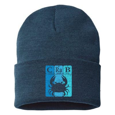 Crab Periodic Table Elements Seafood Crabbing Retro Crabber Sustainable Knit Beanie