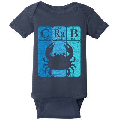 Crab Periodic Table Elements Seafood Crabbing Retro Crabber Baby Bodysuit