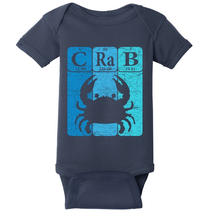 Crab Periodic Table Elements Seafood Crabbing Retro Crabber Baby Bodysuit