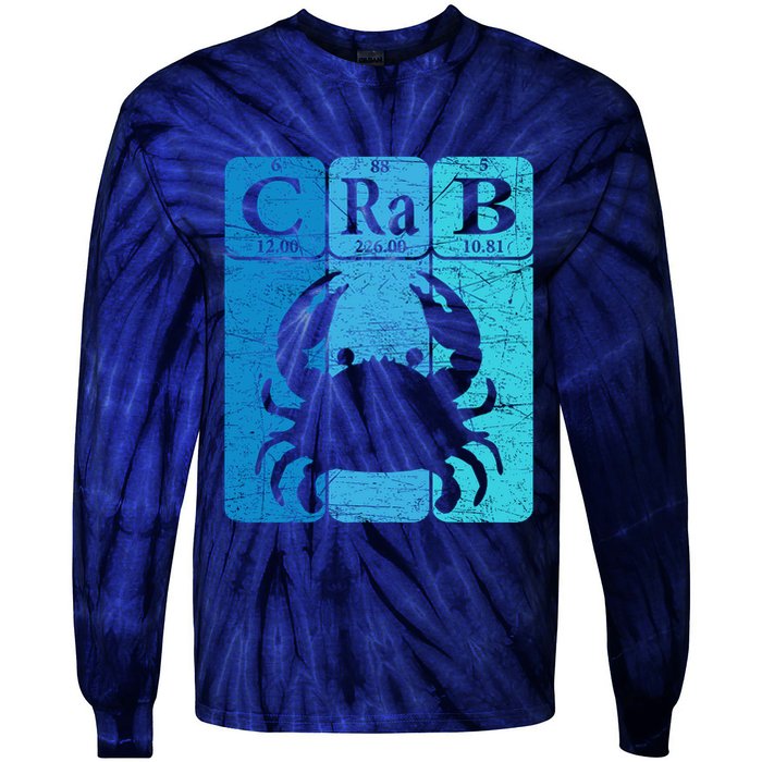 Crab Periodic Table Elements Seafood Crabbing Retro Crabber Tie-Dye Long Sleeve Shirt