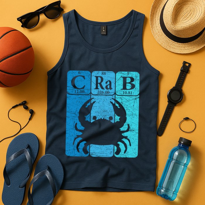 Crab Periodic Table Elements Seafood Crabbing Retro Crabber Tank Top