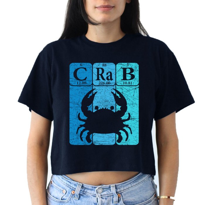 Crab Periodic Table Elements Seafood Crabbing Retro Crabber Crop Top