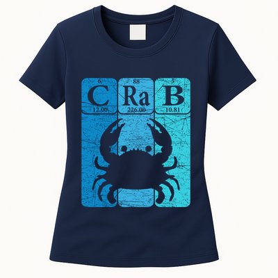 Crab Periodic Table Elements Seafood Crabbing Retro Crabber Womens T-Shirt