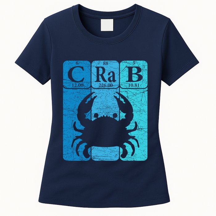Crab Periodic Table Elements Seafood Crabbing Retro Crabber Womens T-Shirt