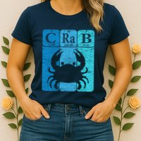 Crab Periodic Table Elements Seafood Crabbing Retro Crabber Womens T-Shirt