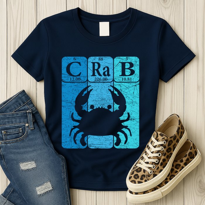 Crab Periodic Table Elements Seafood Crabbing Retro Crabber Womens T-Shirt