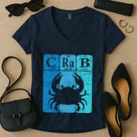 Crab Periodic Table Elements Seafood Crabbing Retro Crabber Women's V-Neck T-Shirt