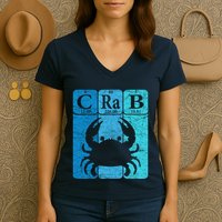 Crab Periodic Table Elements Seafood Crabbing Retro Crabber Women's V-Neck T-Shirt