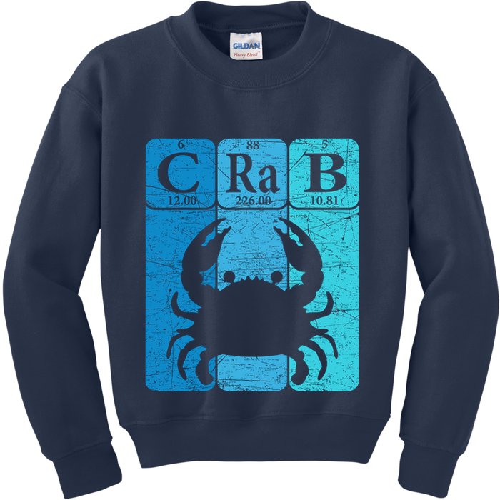 Crab Periodic Table Elements Seafood Crabbing Retro Crabber Kids Sweatshirt