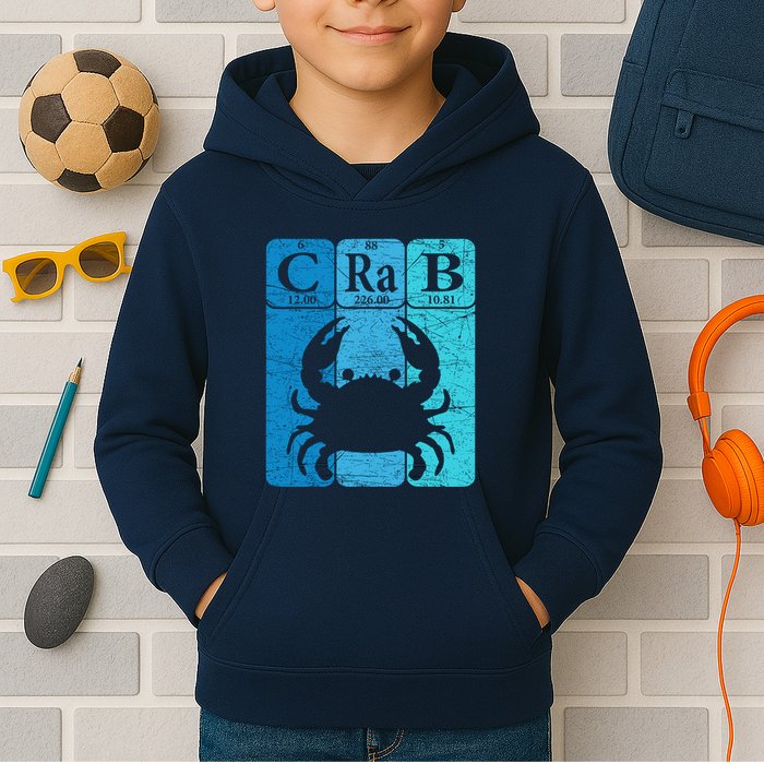 Crab Periodic Table Elements Seafood Crabbing Retro Crabber Kids Hoodie