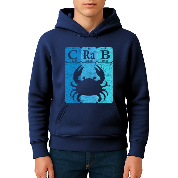 Crab Periodic Table Elements Seafood Crabbing Retro Crabber Kids Hoodie