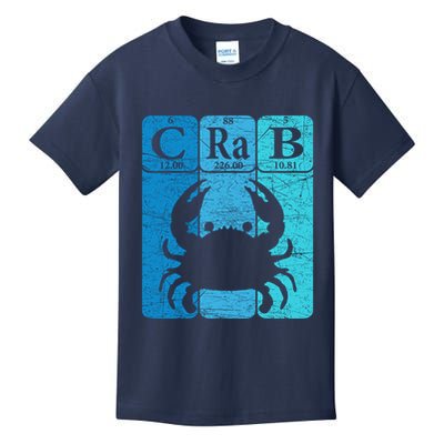 Crab Periodic Table Elements Seafood Crabbing Retro Crabber Kids T-Shirt