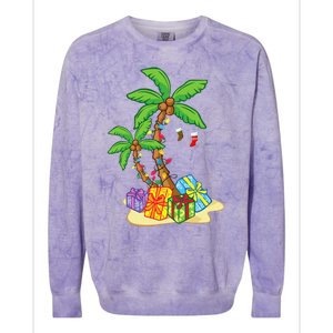 Christmas Palm Tree Tropical Xmas Coconut Lights Funny Gifts Colorblast Crewneck Sweatshirt