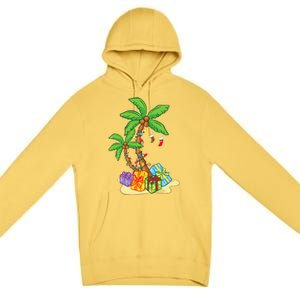 Christmas Palm Tree Tropical Xmas Coconut Lights Funny Gifts Premium Pullover Hoodie