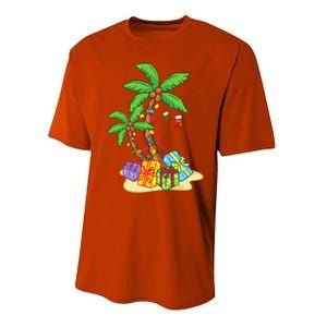 Christmas Palm Tree Tropical Xmas Coconut Lights Funny Gifts Performance Sprint T-Shirt