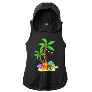 Christmas Palm Tree Tropical Xmas Coconut Lights Funny Gifts Ladies PosiCharge Tri-Blend Wicking Draft Hoodie Tank