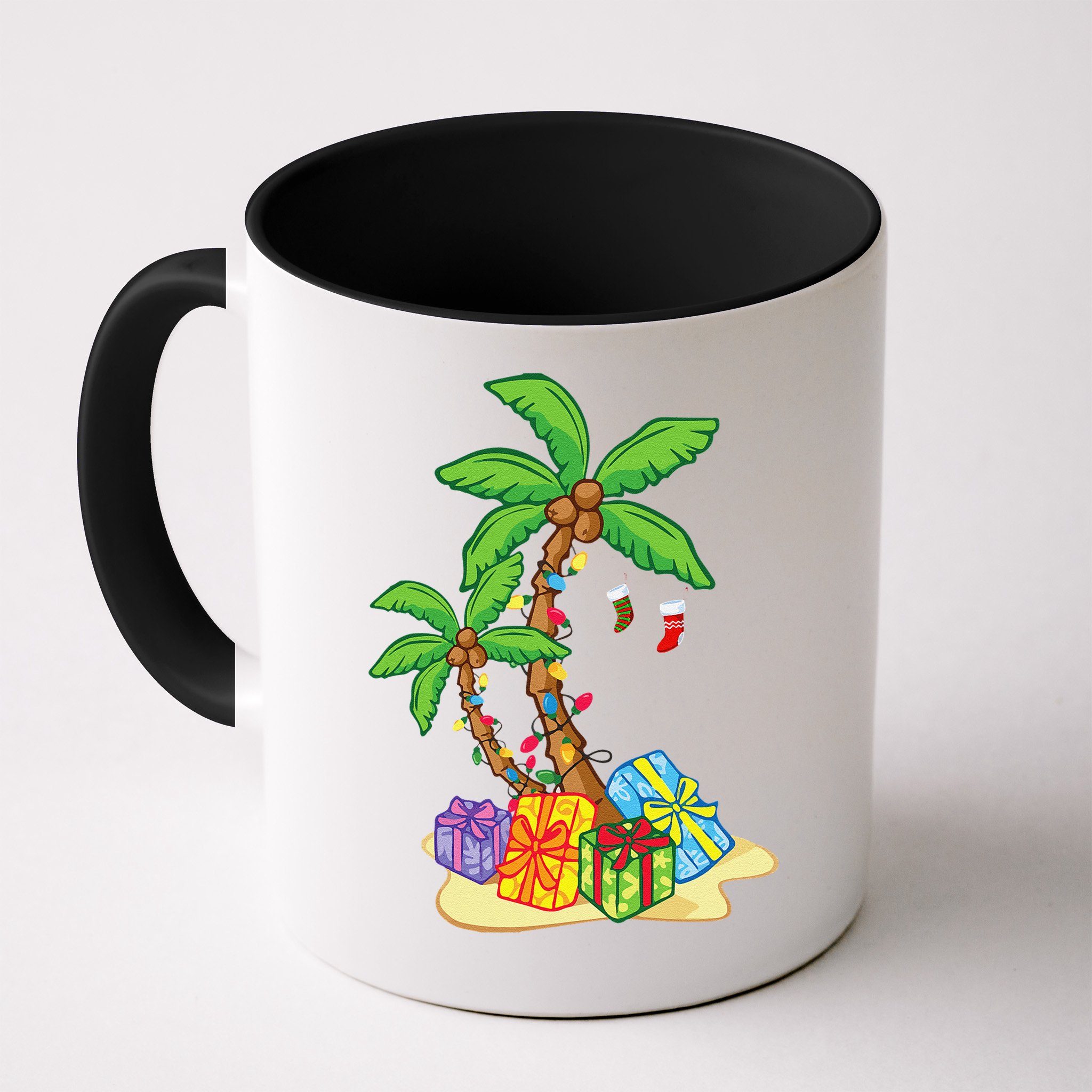 Christmas Palm Tree Tropical Xmas Coconut Lights Funny Gifts Mug