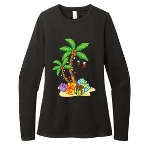 Christmas Palm Tree Tropical Xmas Coconut Lights Funny Gifts Womens CVC Long Sleeve Shirt