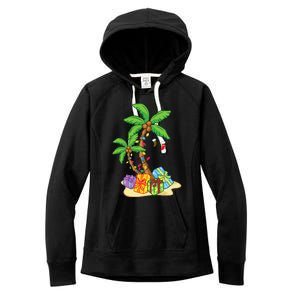 Christmas Palm Tree Tropical Xmas Coconut Lights Funny Gifts Women's Fleece Hoodie